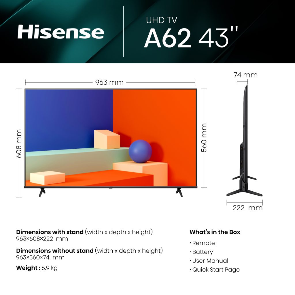 HISENSE LED TV 43″ A6 SERIES